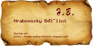 Hrabovszky Bálint névjegykártya